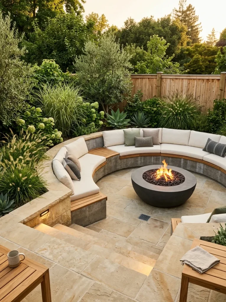 sunken fire pit seating backyard fire pit lounge idea modern