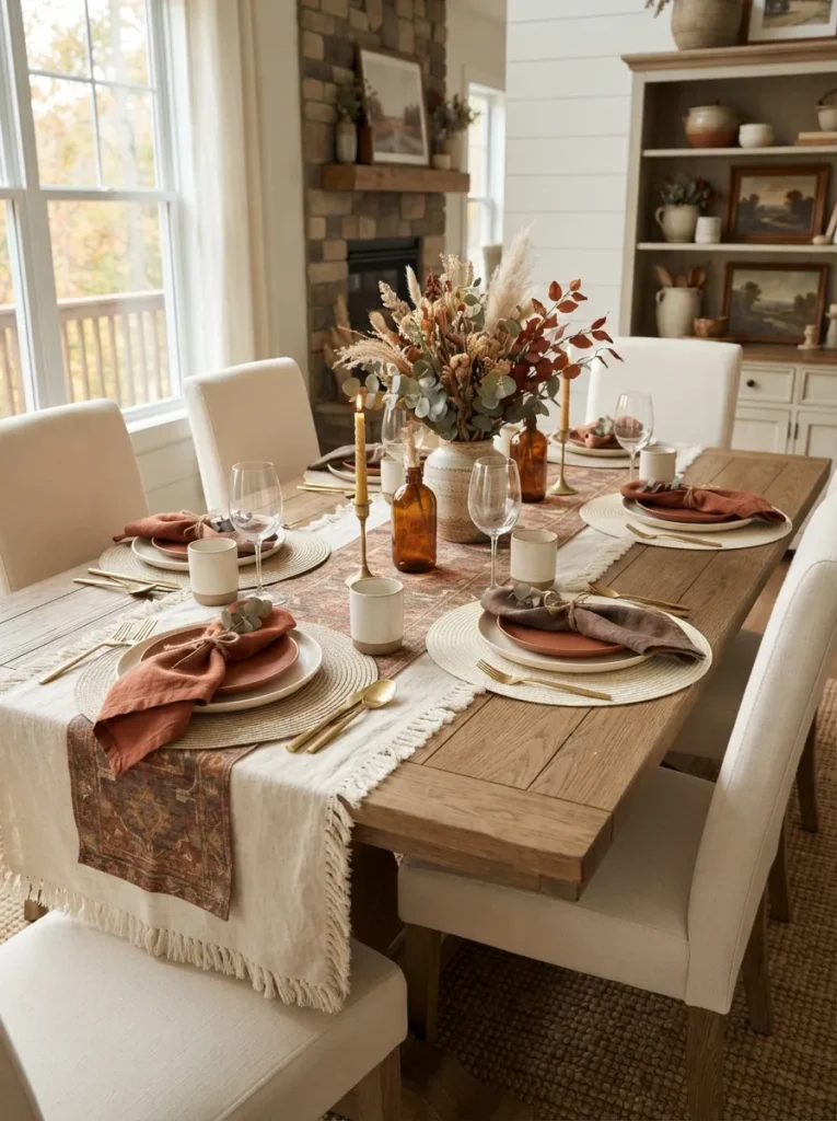 table runner layers fall home decor idea modern