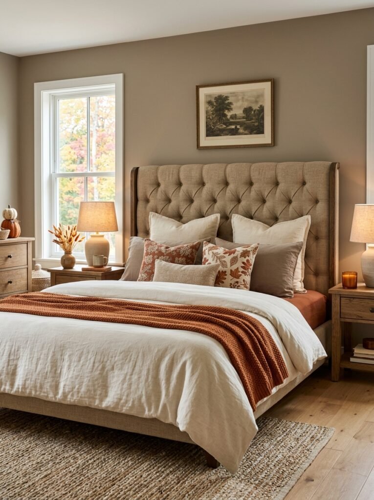 textured headboards fall bedroom decor idea modern
