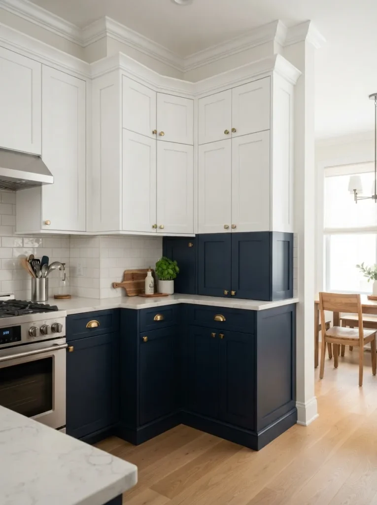 two tone corner pantry corner kitchen pantry idea 2026