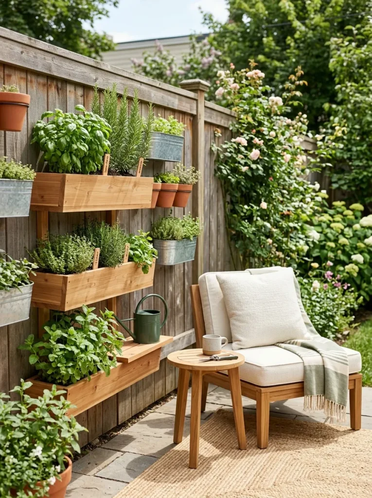 vertical herb garden cozy backyard idea 2026