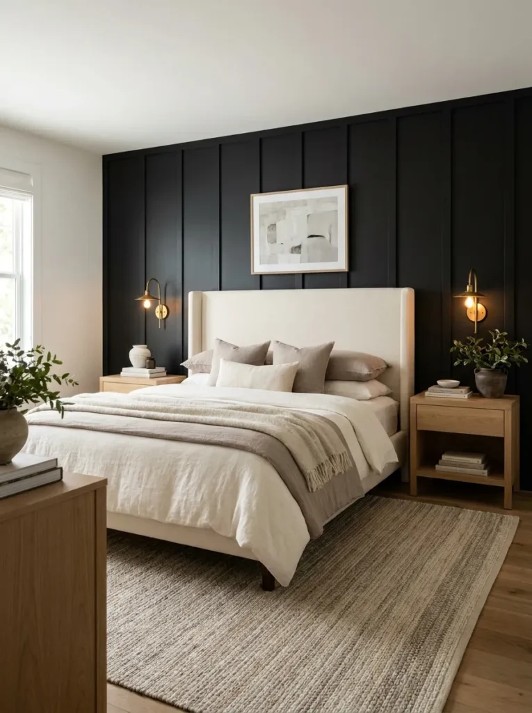 black board and batten black accent wall idea 2026