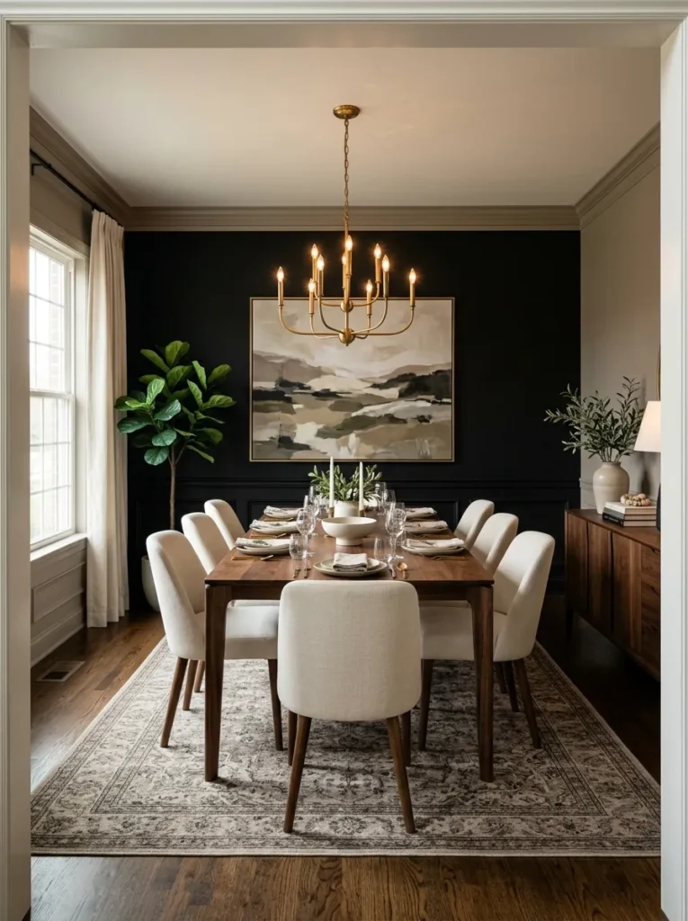 black dining room wall black accent wall idea modern