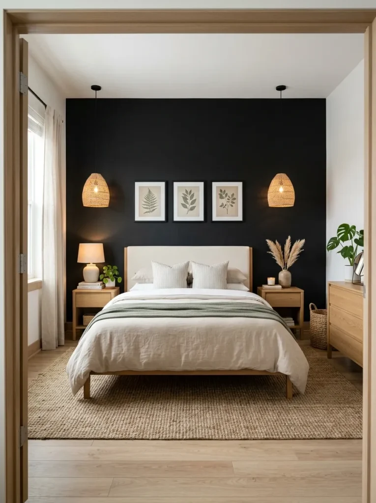 black rental friendly wall black accent wall idea modern
