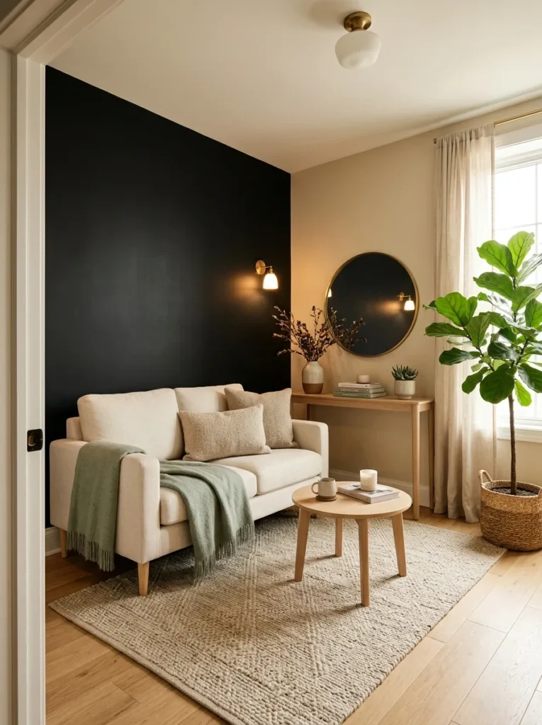 black small space feature black accent wall idea 2026