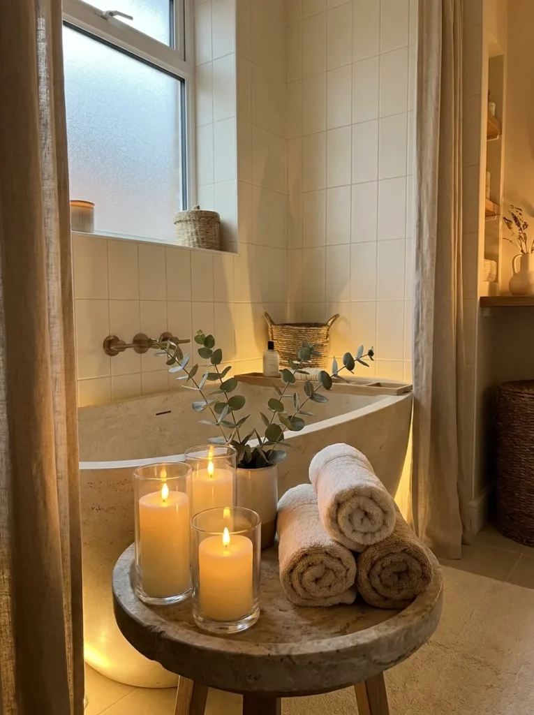 candlelit bath corners cozy bathroom idea 2026