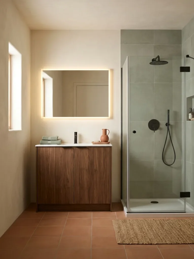cozy bathroom ideas with earthy colors 2026