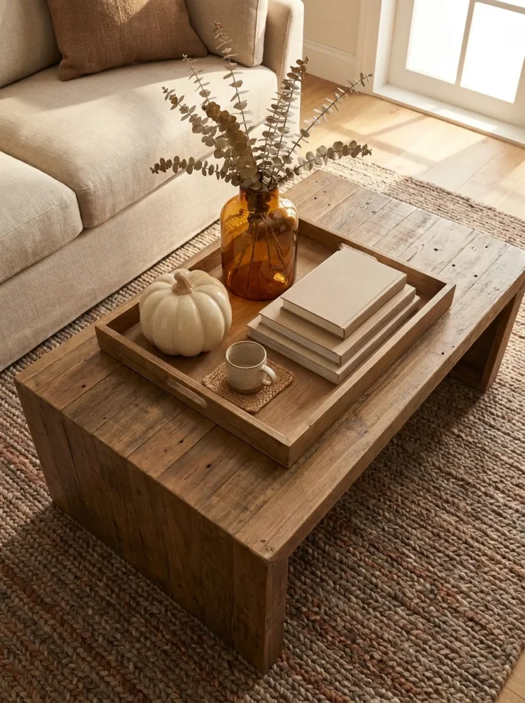 earthy coffee table fall decor idea for your home 2026
