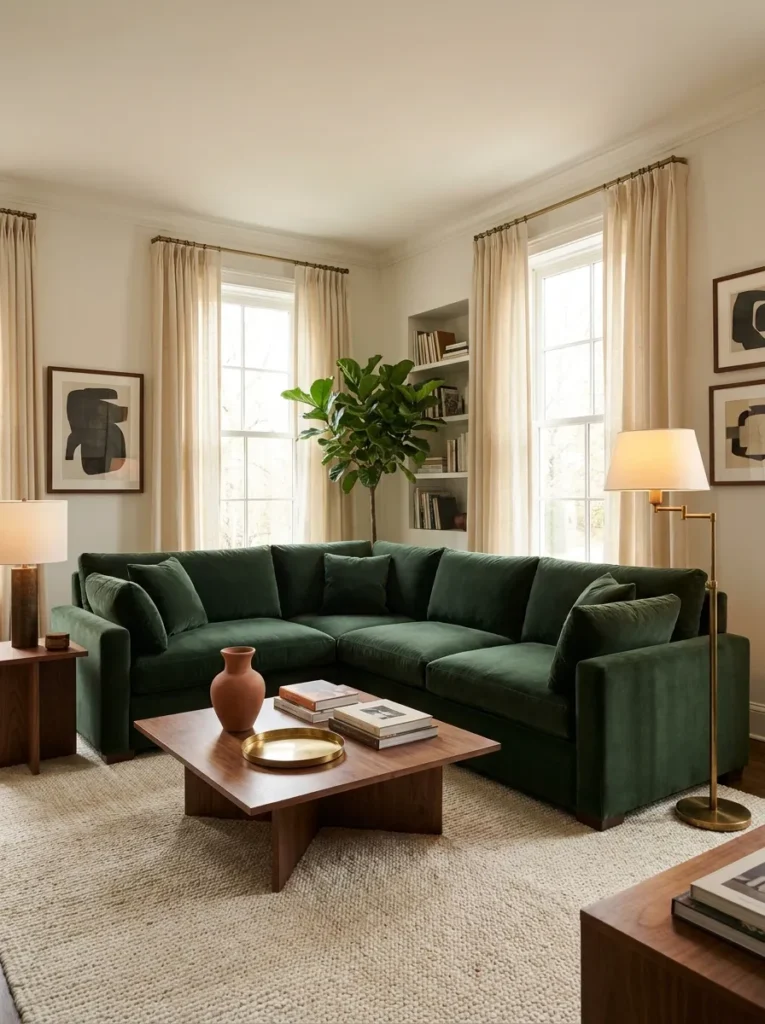 green velvet statement corner sofa design modern