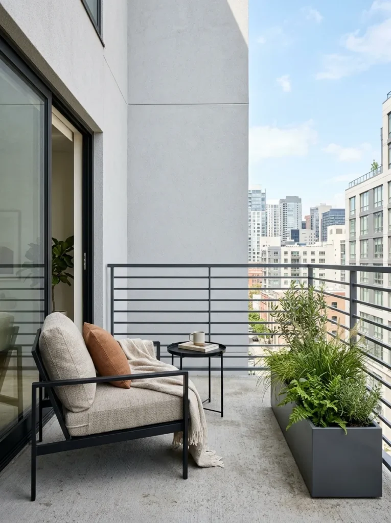 horizontal metal lines balcony grill design idea modern