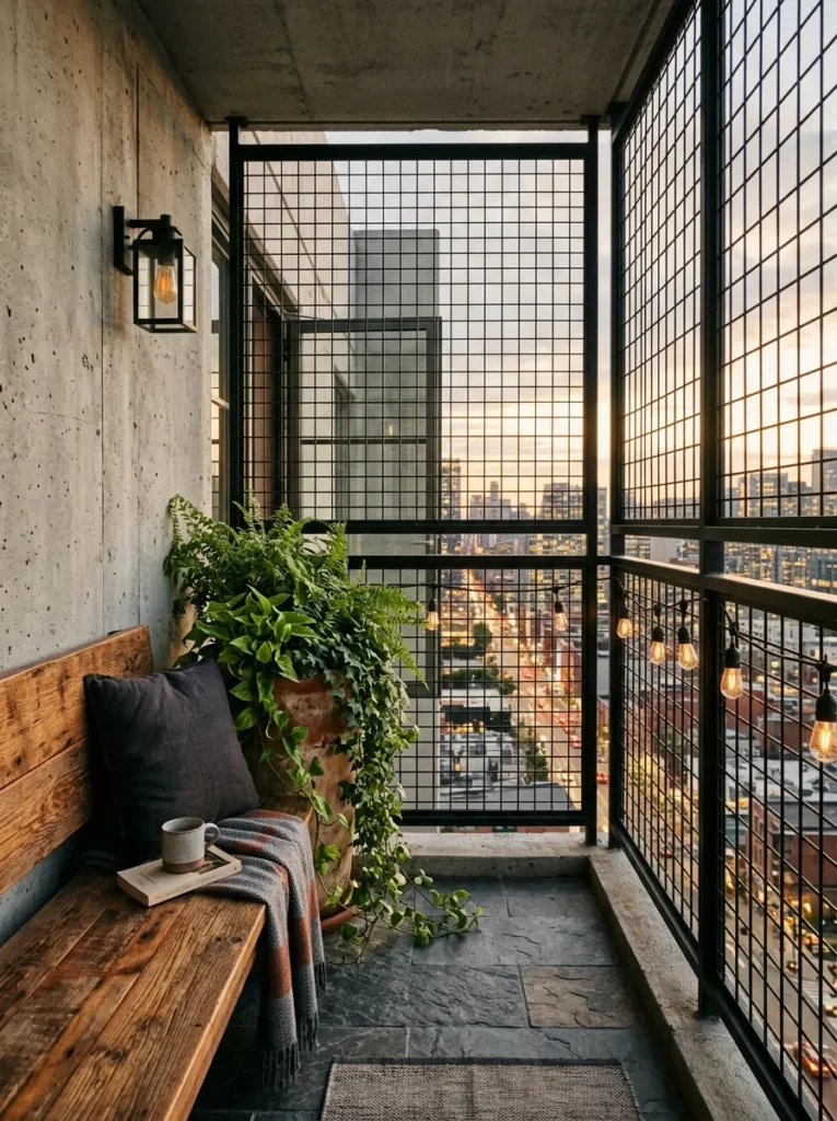 industrial grid railing balcony grill design idea modern