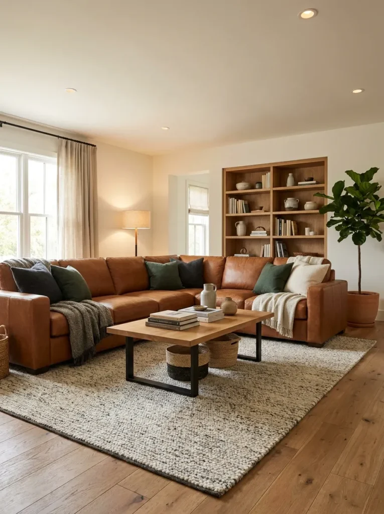leather family sectional corner sofa design 2026