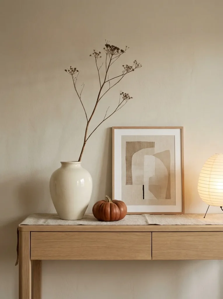 minimal autumn console fall decor idea for your home 2026