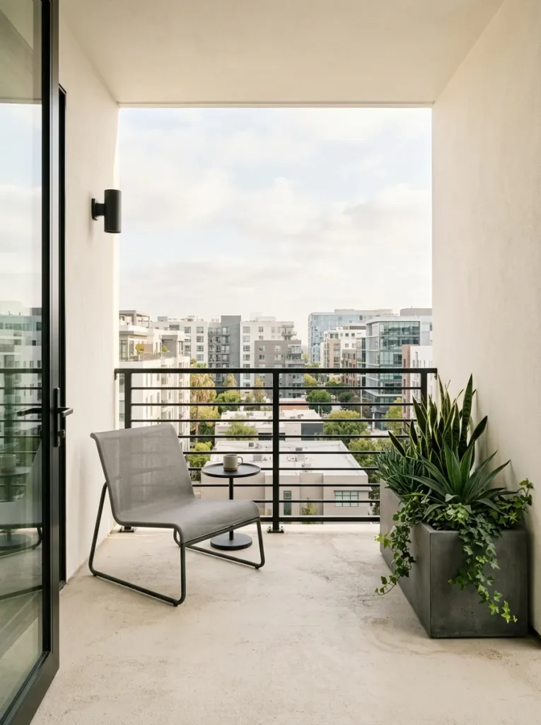 minimalist steel frame balcony grill design idea modern