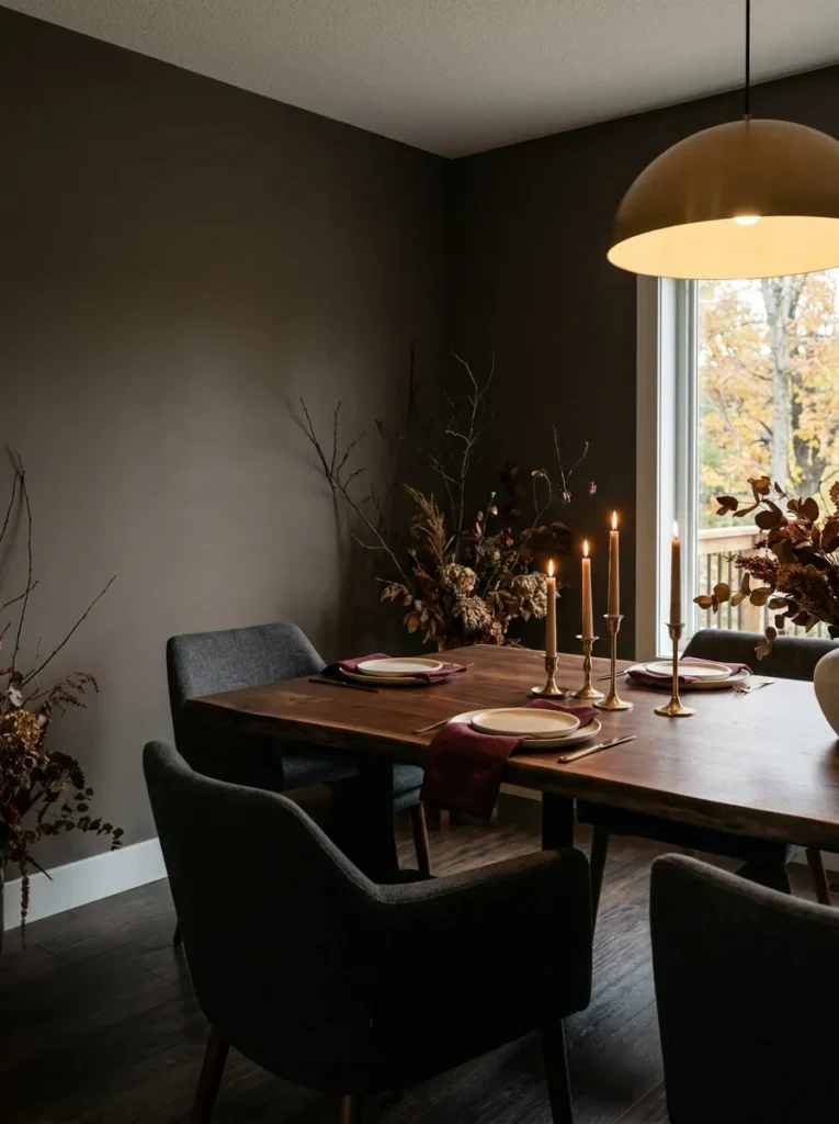 moody dining corner fall decor idea for your home 2026