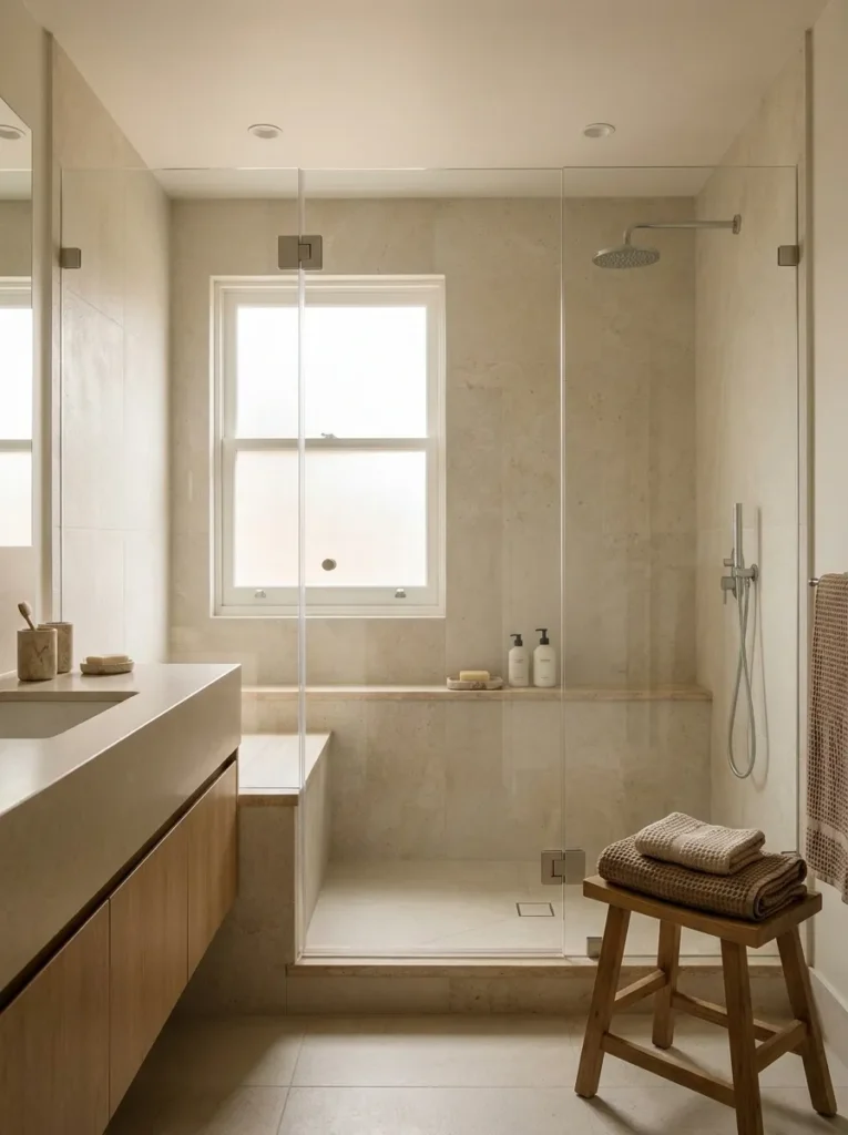 natural stone details cozy bathroom idea modern