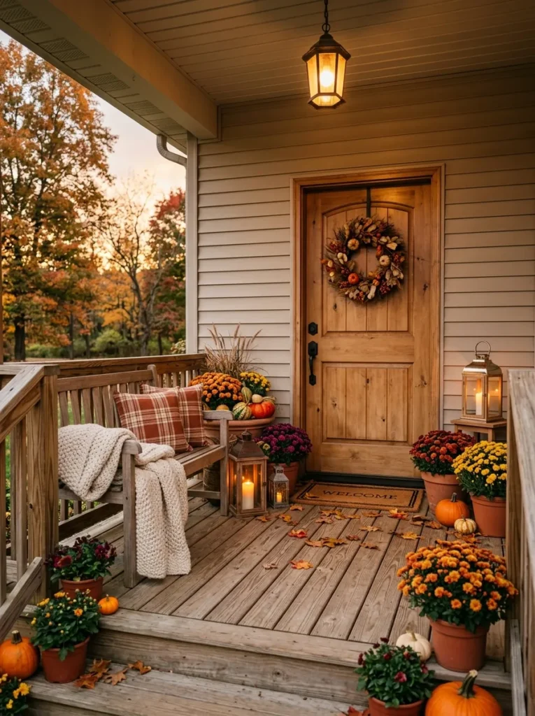 rustic porch seating fall decor idea for your home 2026