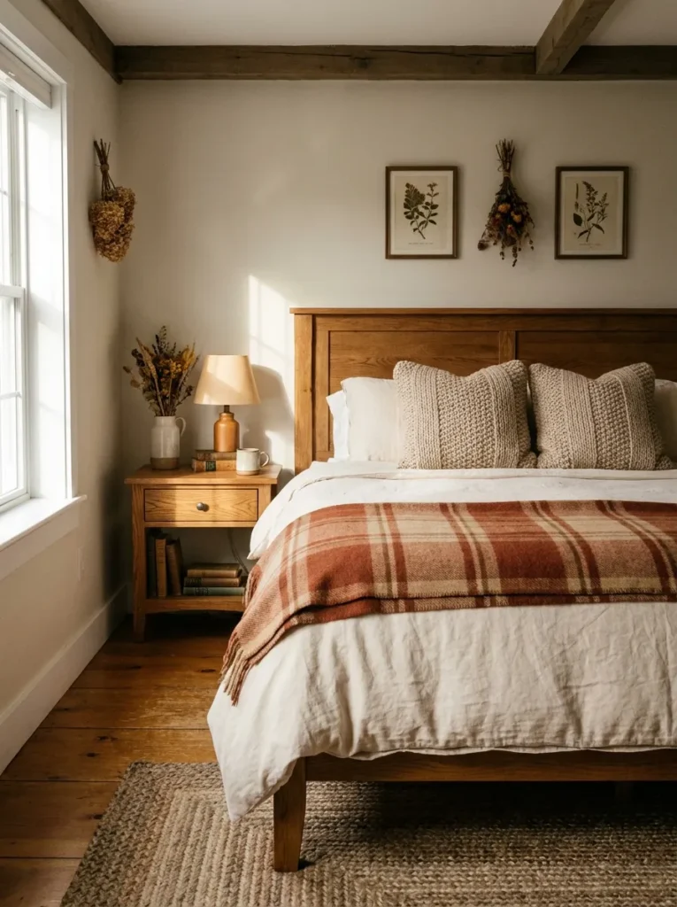 soft plaid bedroom fall decor idea for your home 2026