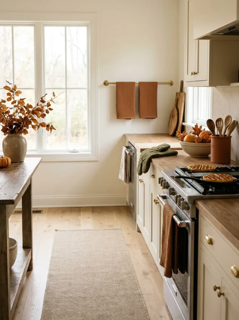 warm kitchen textiles fall decor idea for your home 2026