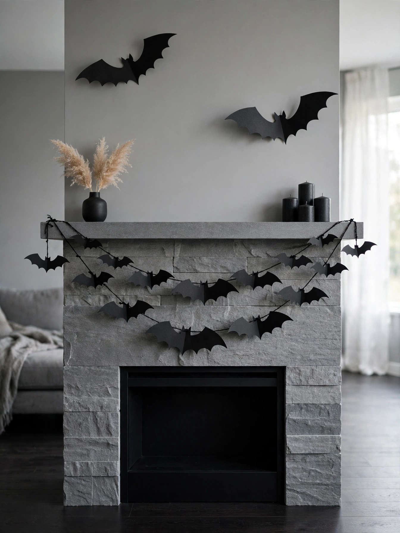 04 halloween mantle decor ideas 2026 bat silhouette garland