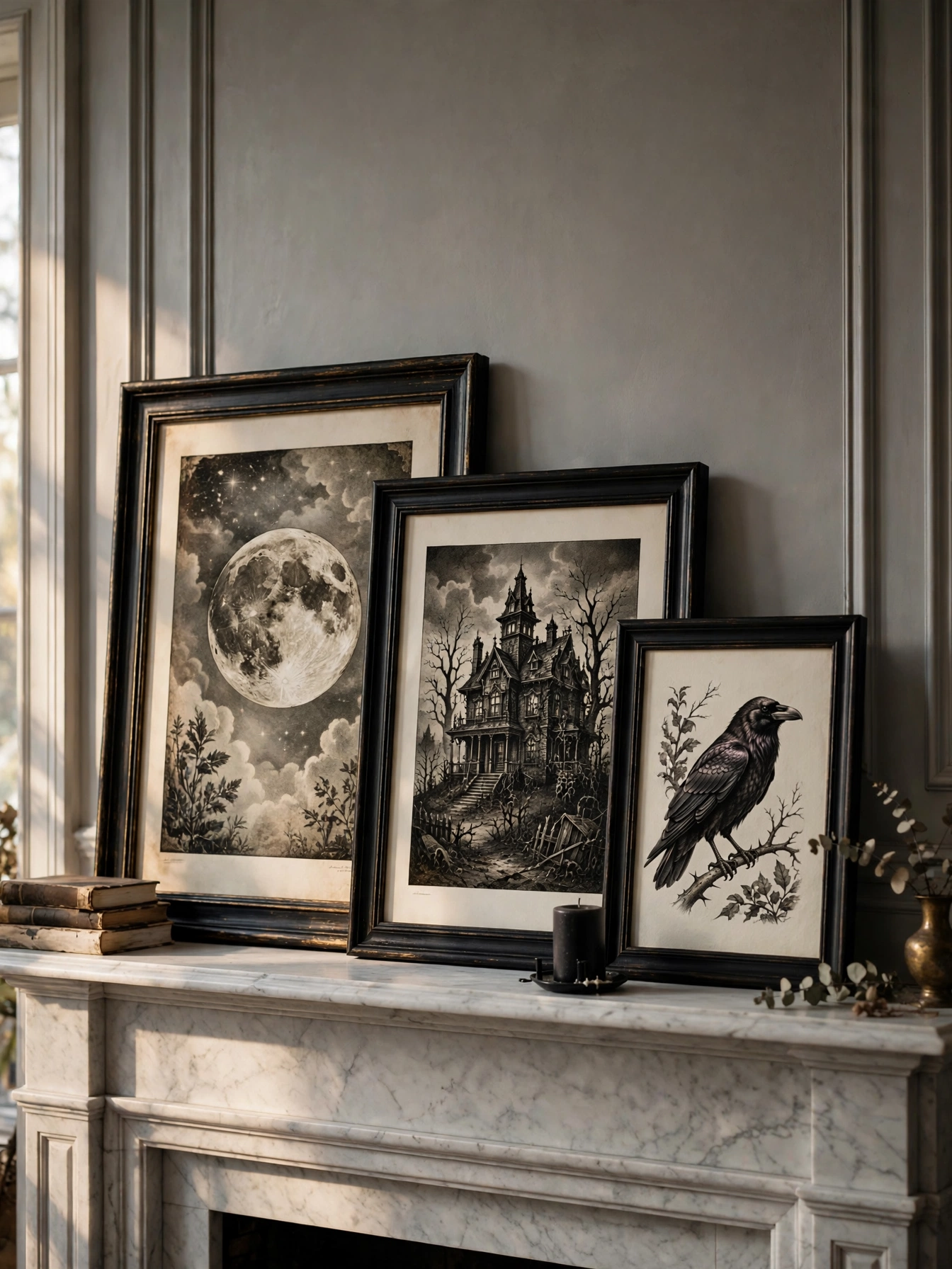 05 halloween mantle decor ideas 2026 framed gothic prints