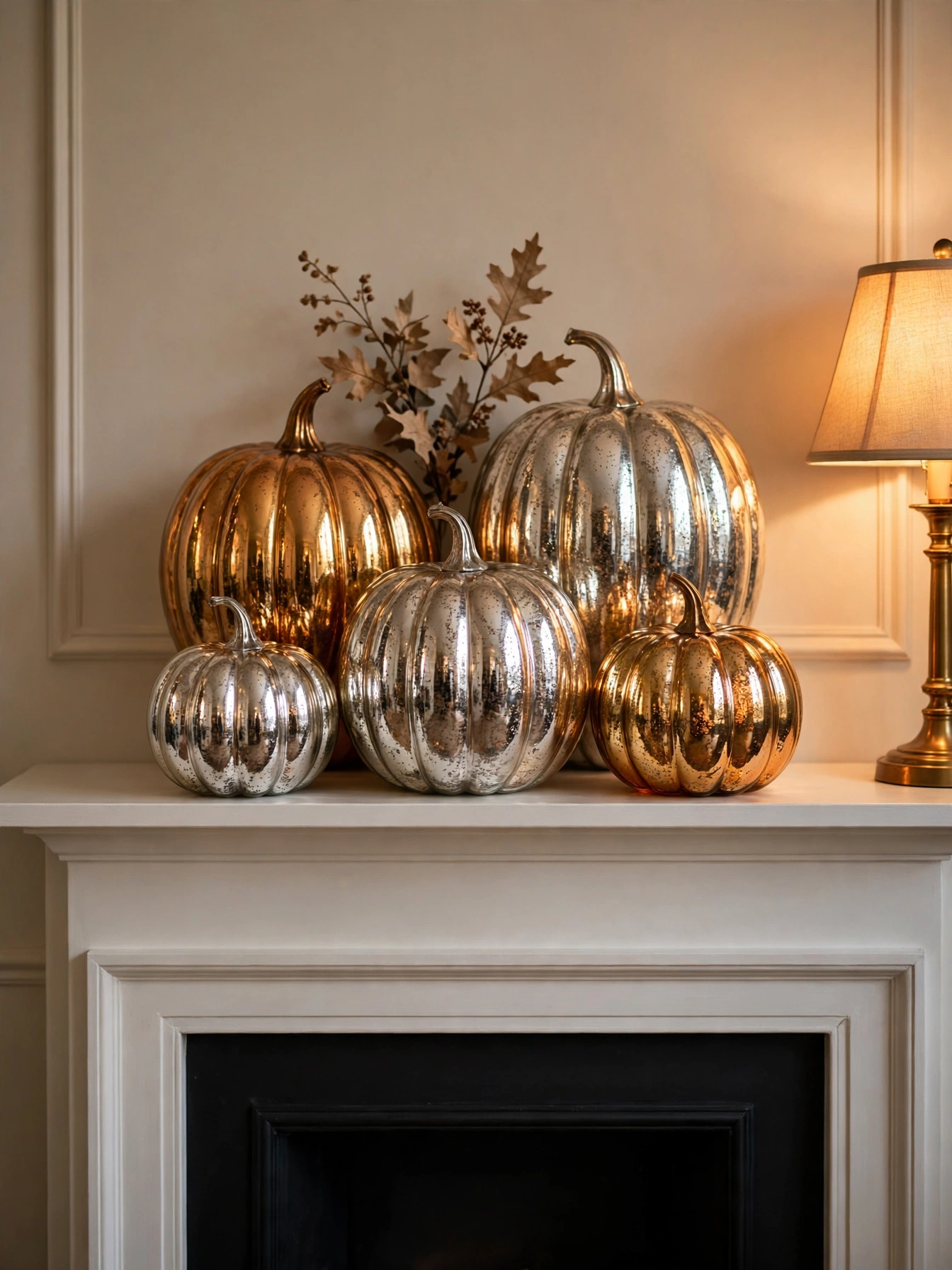 07 halloween mantle decor ideas 2026 mercury glass pumpkins