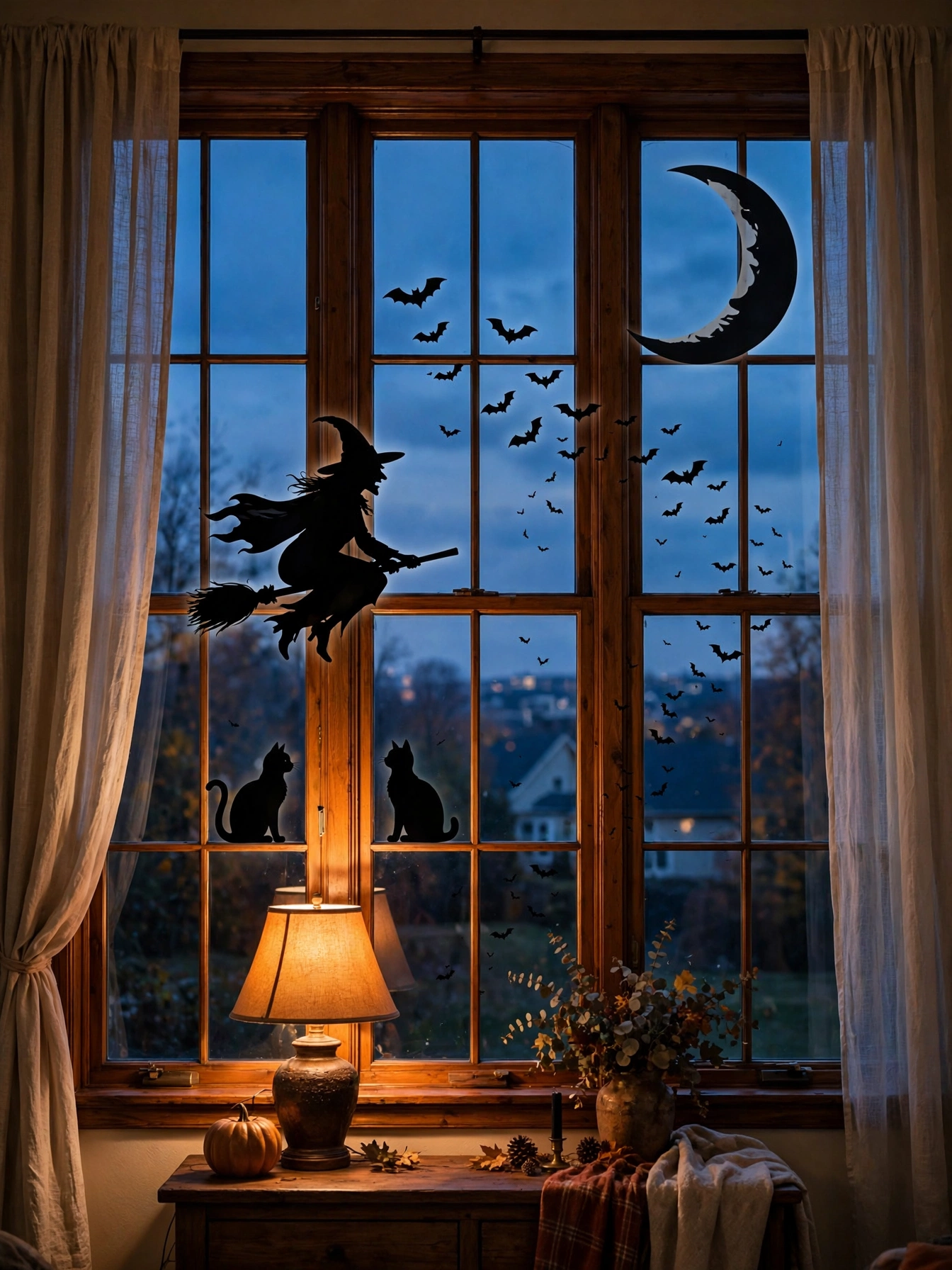 07 halloween room decor ideas 2026 gothic window silhouettes