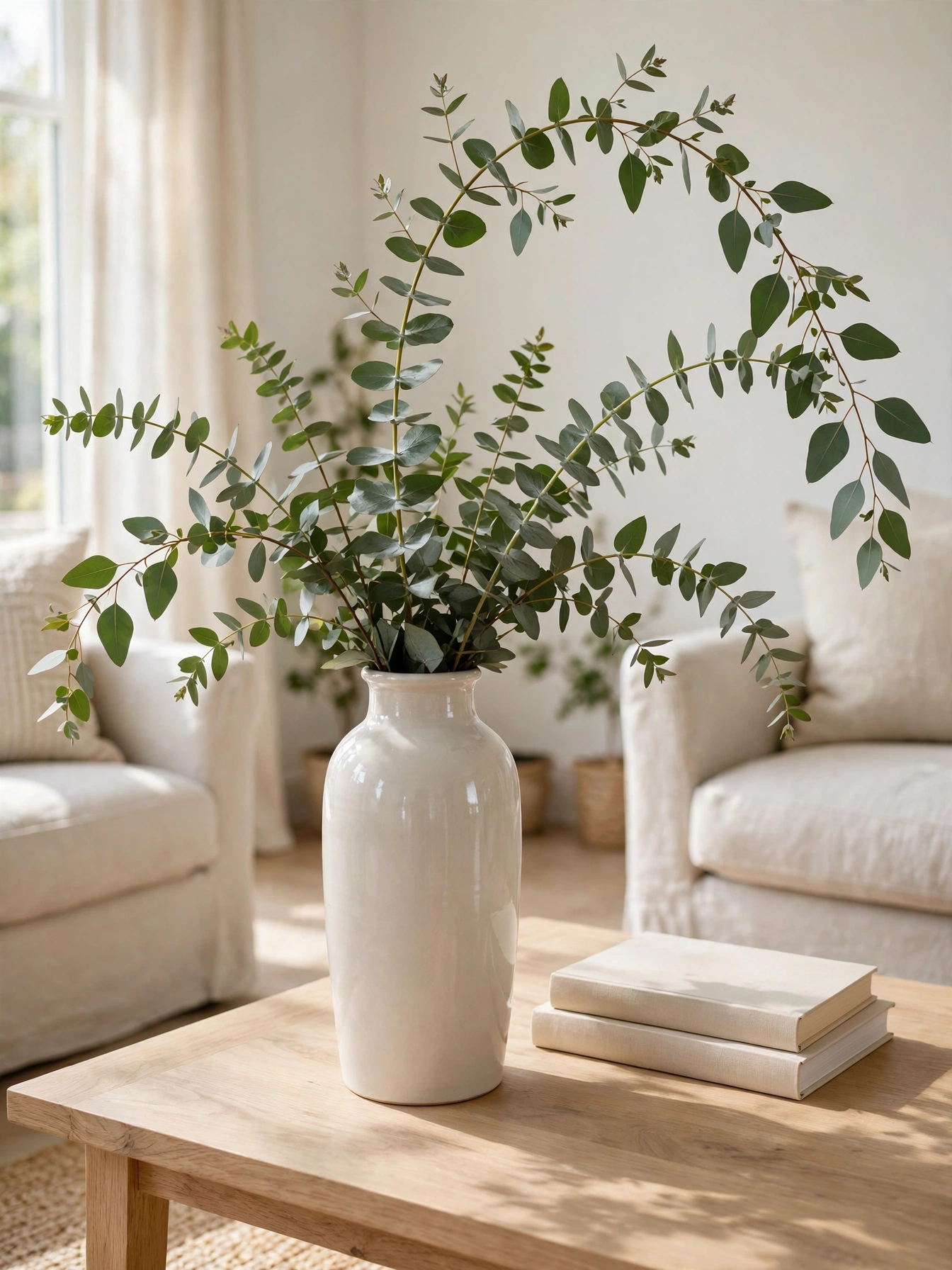 Travertine and marble vessels grouped, sculptural coffee table decor ideas