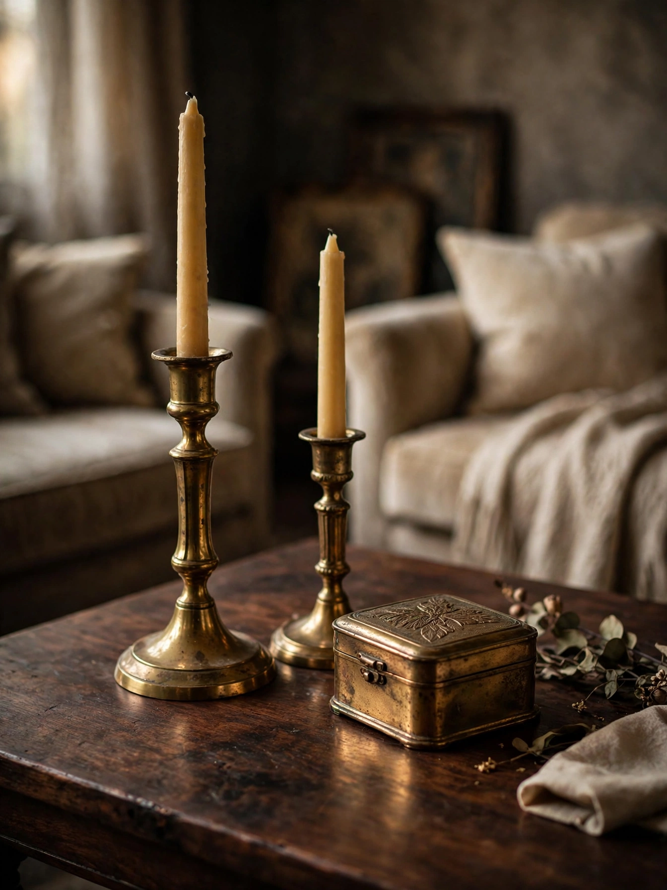 Chunky knit throw draped over a table corner, cozy coffee table decor ideas