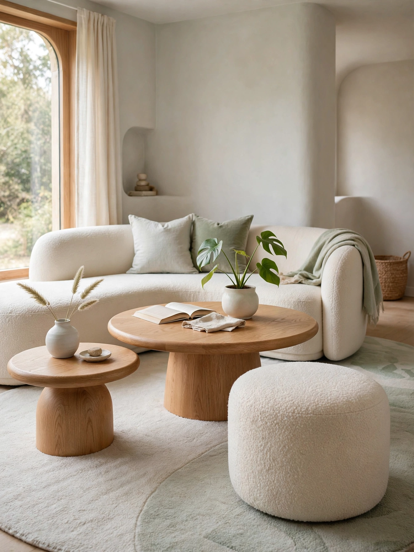 Round tables easing traffic flow in this guide to how to make your living room look bigger