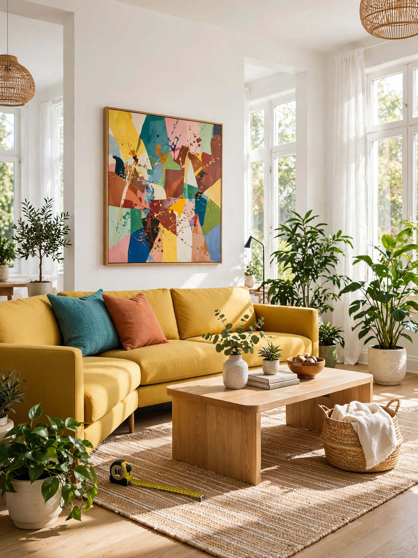 Gray modular cube sofa in L shape, flexible modern sofa living room ideas for renters