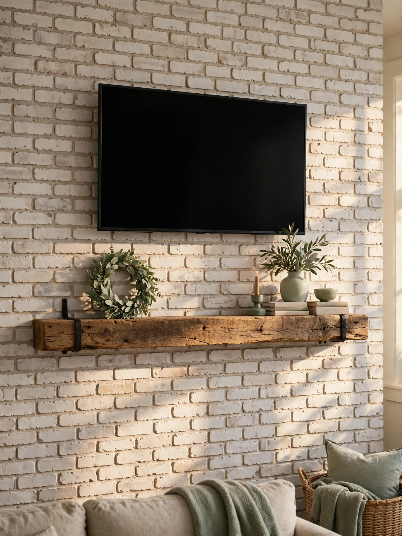 TV set within a curved arched plaster alcove with soft cove lighting, sculptural tv wall ideas