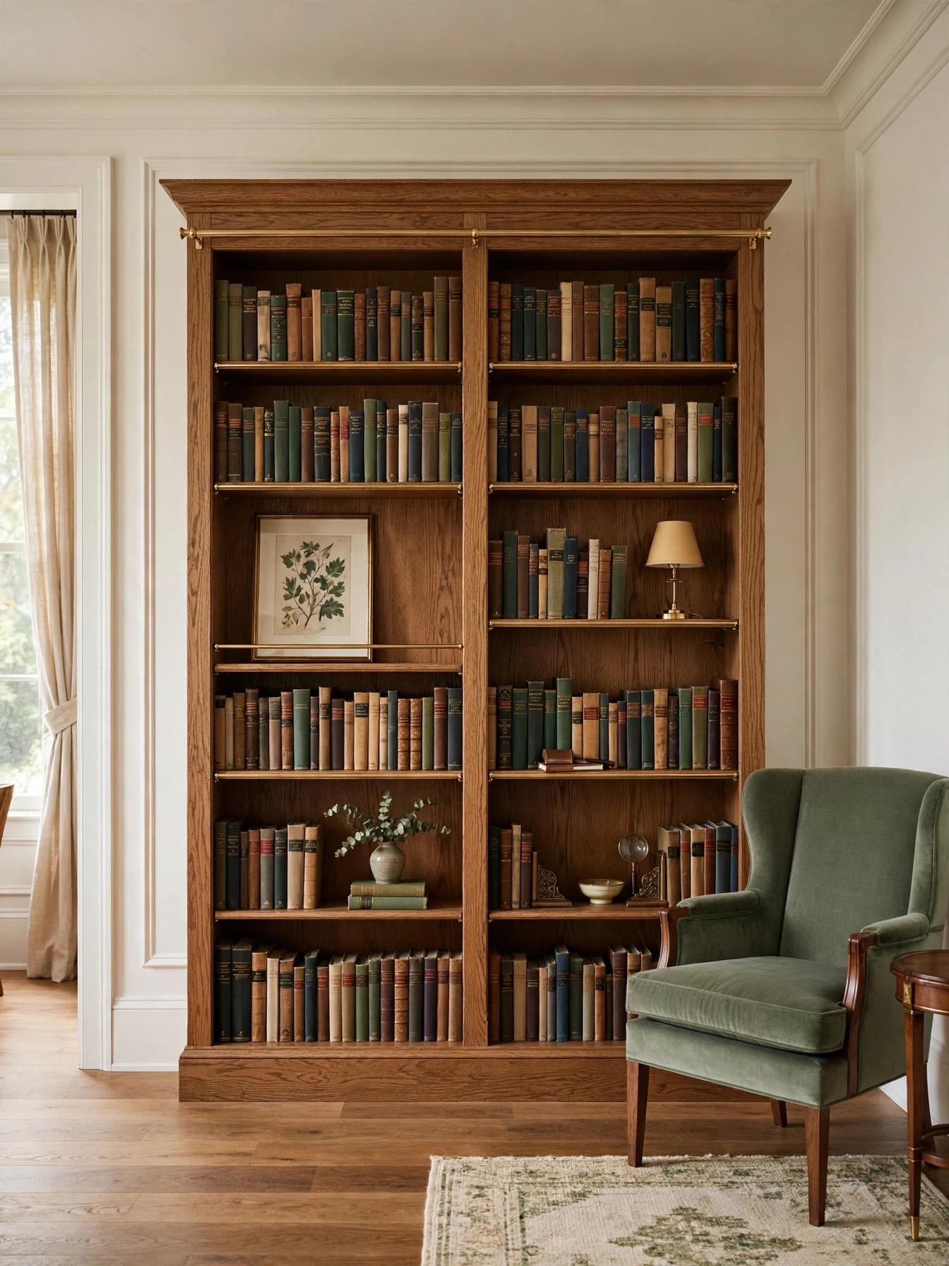Bookshelf sized proportionally to its wall, a balanced example of why furniture scale matters in living rooms