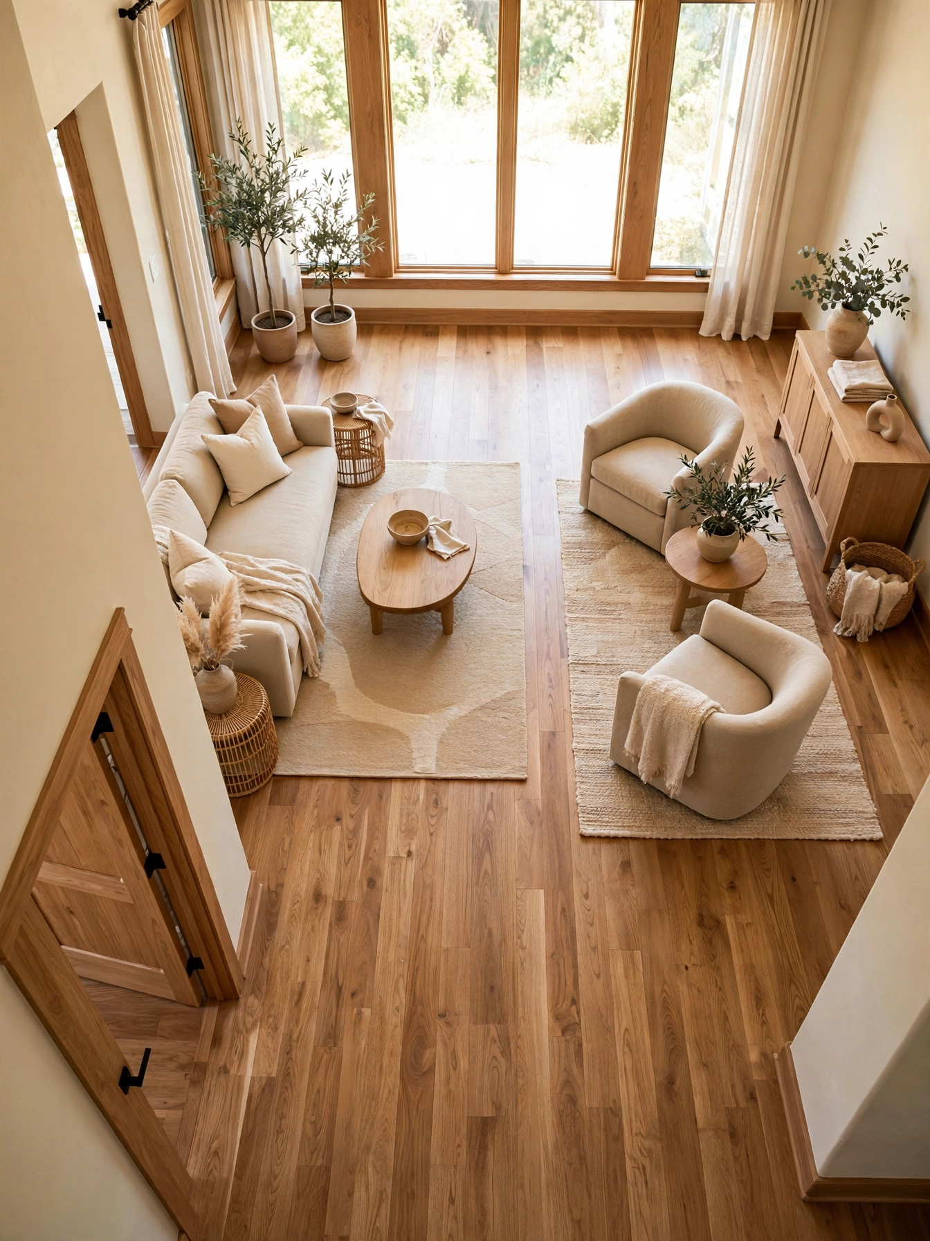 Clear 36-inch walkways between furniture groupings, a flowing reason why furniture scale matters in living rooms